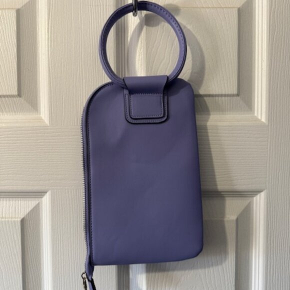 Lavender top handle geometric stitching Purse Wristlet Novelty - Picture 3 of 6